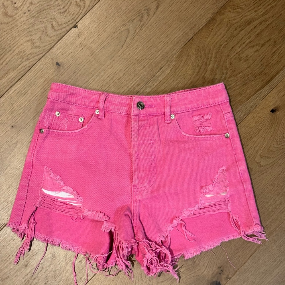 Adika Pink Jean Shorts Distressed High-Waisted